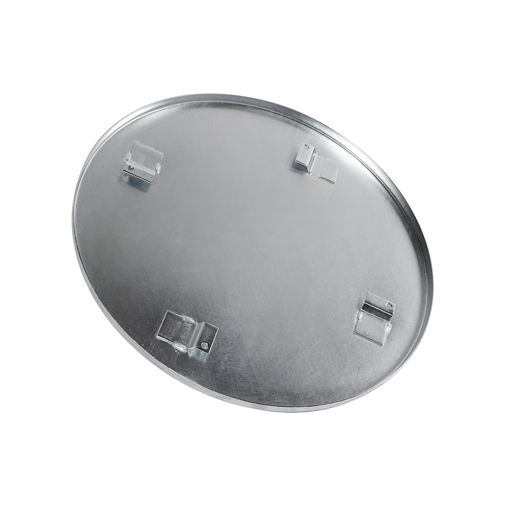 Alt text: Disc flotor 750 mm Barikell original, oțel 3 mm zincat, vedere frontală, 4 urechi de prindere pentru palete finisor